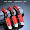 thumbnail image 3 of Cshidworld Multi Charging Cords 4ft, Multi Fast Charger Nylon Braided 3 in 1 Universal Phone Charger Fast Charging with iPhone Port/Type C Port Compatible with Most Phones & Pads,Red, 3 of 7