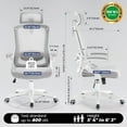 thumbnail image 2 of Fizzin Ergonomic Office Chair, 400 LBS Desk Chair with Adjustable Lumbar Support, High Back Breathable Mesh Computer Chair Rolling Work Swivel Task Chairs, Comfy Home Office Desk Chair (Gray), 2 of 18