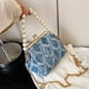 thumbnail image 4 of Bolso Hombro Mezclilla para Mujer Con Cruzado Asa Superior Perlas () Azul, 4 of 4