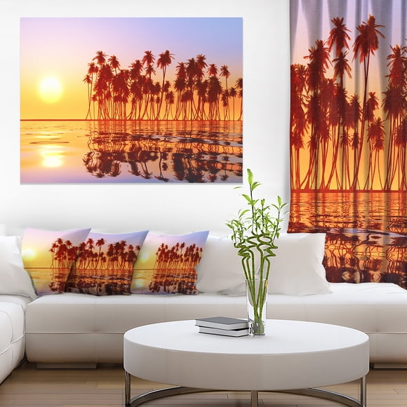 Beautiful Row of Coconut Palms on Beach