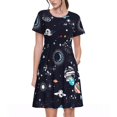 thumbnail image 1 of Bixox Robe d'Été à Manches Courtes pour Femmes Robe Ample Longueur Genou avec Poches-Galaxy2, 1 of 7