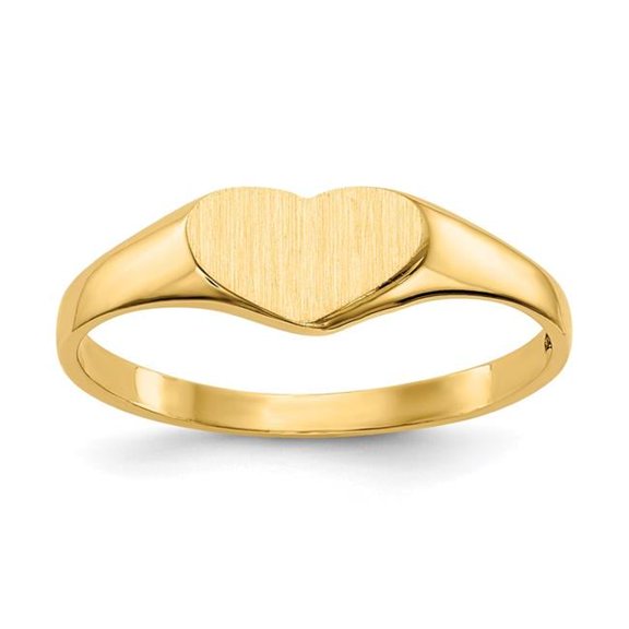 14K Yellow Gold 5.5 x 7.5 mm Closed Back Heart Signet Ring - Size 6