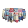 thumbnail image 5 of Patchwork Pioneer Flower Round Tablecloth 60"x60",Wrinkle Wipeable Table Cloth for Kitchen Dining Room Picnic Patio Party, 5 of 6