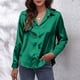 thumbnail image 2 of Camisa de satén lisa con botones y manga larga para mujer, 2 of 8