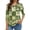 Green, variant on Women's 3/4 Sleeve Button Up Shirt with Lapel Collar and Floral Print, Casual Fashion Top for Daily Wear, Lightweight Summer Blouse Blue L