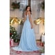 thumbnail image 2 of Vestido de fiesta Miao Duo con purpurina y lentejuelas en forma de A, azul real, 2 of 7