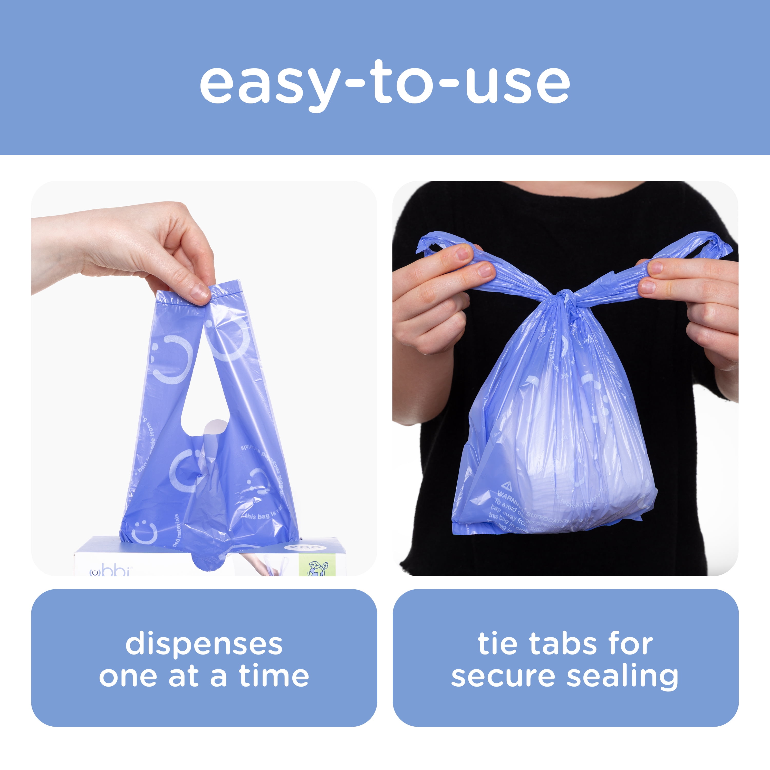 (3 pack) Ubbi Disposable Diaper Sacks, Lavender Scented, Easy-to-Tie Tabs, Diaper Disposal , 200 Count, Newborn