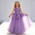 thumbnail image 4 of WPPGONE Girls 3D Flower Applique Tiered Gown Sleeveless Multi Layer Tulle Princess Formal Long Dress Dreamy Wedding Flower Girl First Communion School Evening Party Ball Gown Big Girls Dresses, 4 of 6