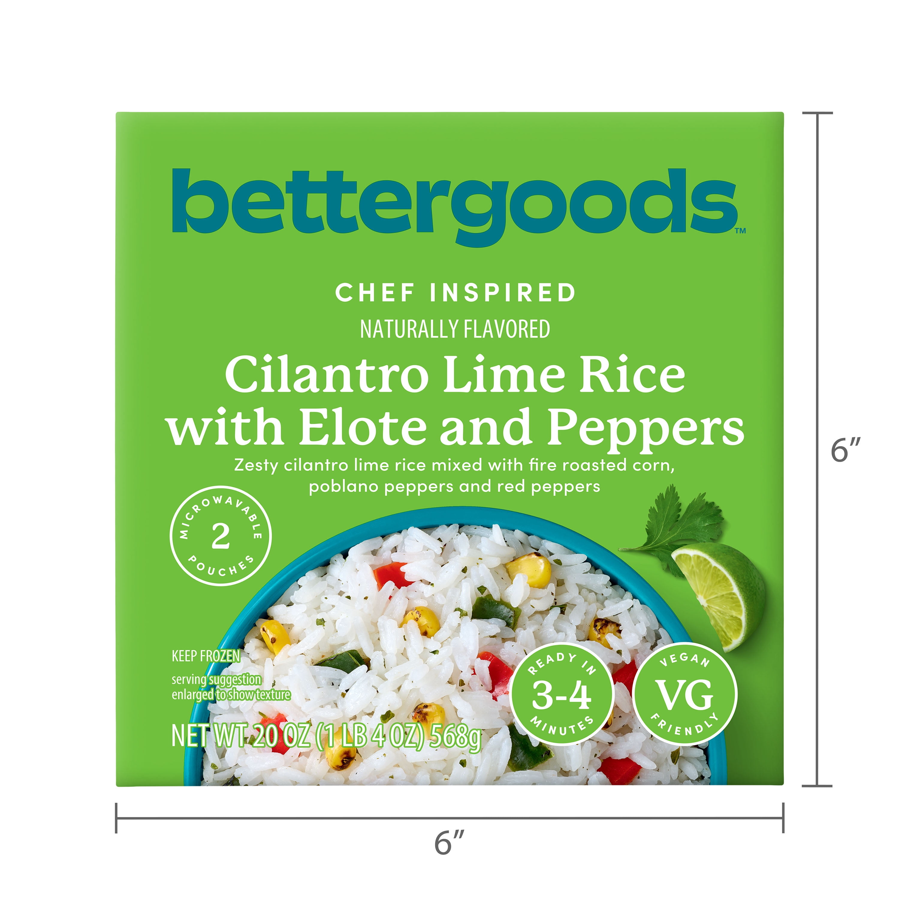 bettergoods Cilantro Lime Rice with Roasted Vegetables, 20 oz (Frozen)
