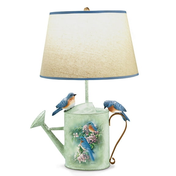The Bradford Exchange Country Bluebirds Sculpted Songbird Accent Lamp With Watering Can Base by Rosemary Millette 18.5-inches
