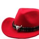thumbnail image 4 of Sombrero de vaquero para mujer, informal, para otoño, ligero, cálido, para viajar Rojo, 4 of 9