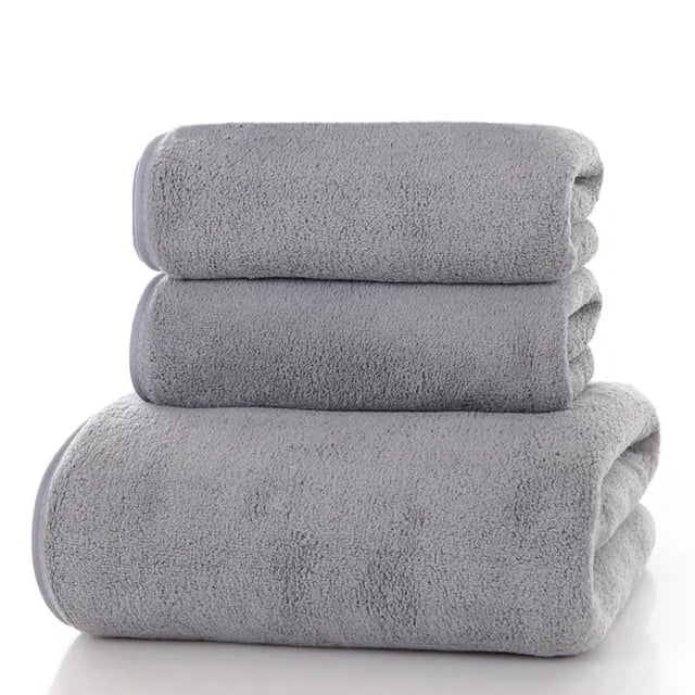 Nvzi 3 toallas de vellón coral, toalla de mano de algodón suave para el hogar, súper suave, altamente absorbente para ducha, piscina, toalla de mano de 13,78 x 29,53 pulgadas (gris)
