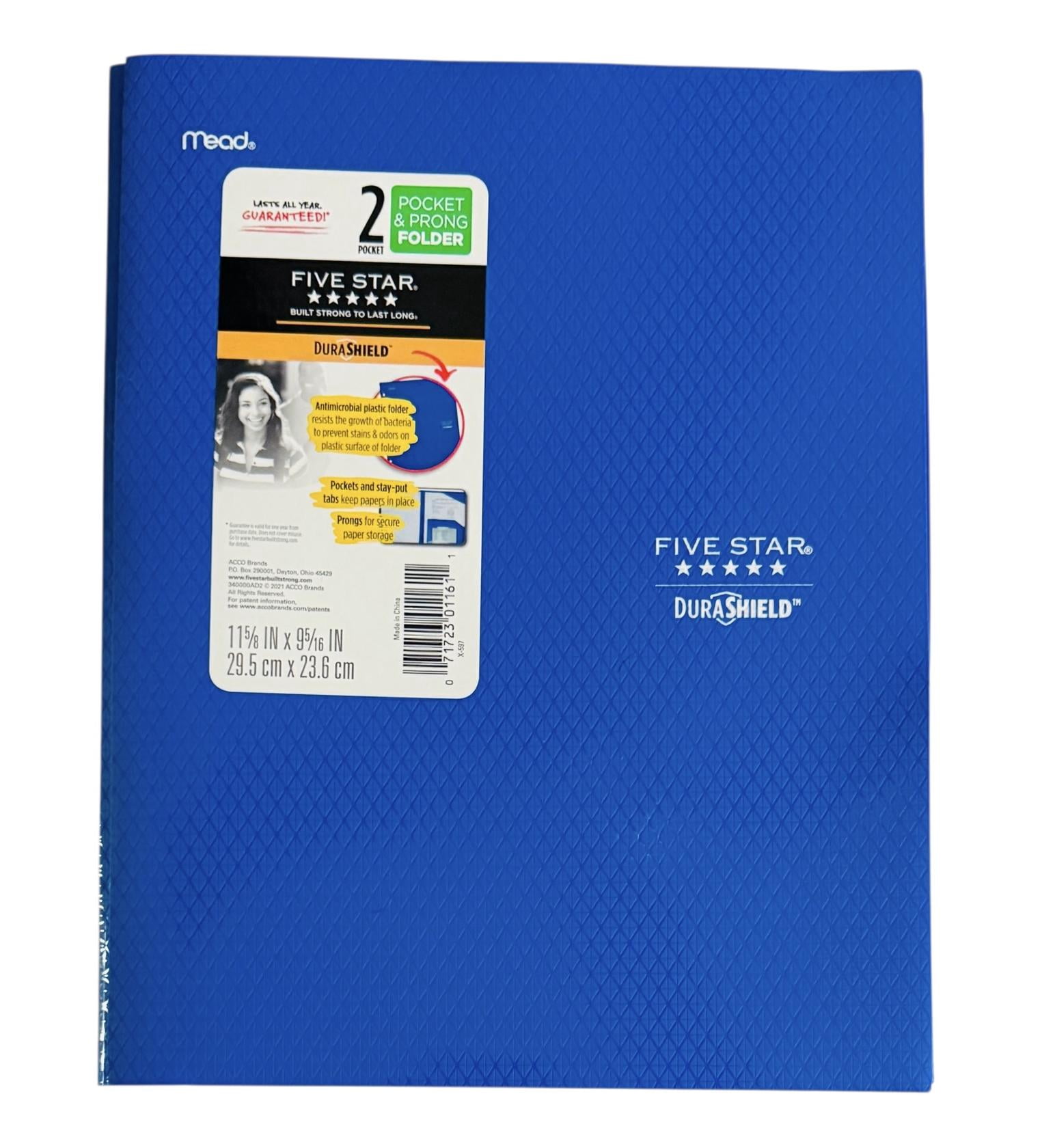 Five Star 2-Pocket Stay-Put Plastic Folder, Assorted Colors, 72115