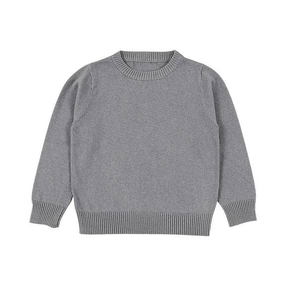 Cethrio Kids Boys Pullover Sweaters, Crewneck Knitting Cotton Soft Long Sleeve Fall Winter Clothing Gray Size 1-9T