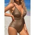 thumbnail image 3 of Charmo Sexy V Neck One Piece Swimwear for Womens High Cut Bath Suit Tummy Control Swimsuit, 3 of 5