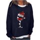thumbnail image 2 of Pntutb Mujeres Imprimir Cuello Redondo Manga Larga Loosen Single Sudadera tops Pullover Blusa Pntutb Pntutb-1452, 2 of 5