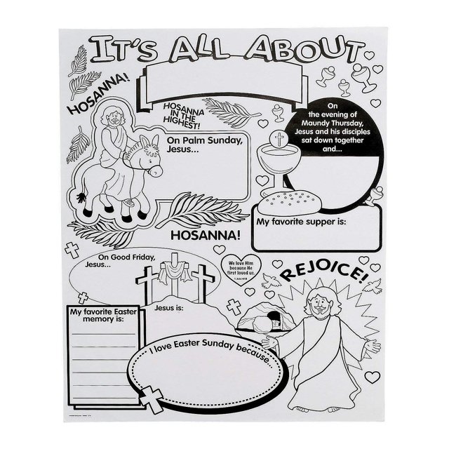 Fun Express Color Your Own All About Holy Week Posters - 30 Pack - DIY Religious Crafts for Kids and Sunday School Activities