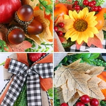 13.8" Autumn Sunflower Wreath for Front Door Décor Fall Farmhouse Buffalo Lattice Pumpkin and Wreaths Home Door, Halloween, Thanksgiving Decoration