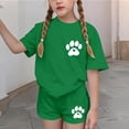 thumbnail image 5 of Babcutegg Girls Summer Printed Short Sleeve Round Neck Top and Matching Shorts Two-Piece Set – Lightweight Casual Outfit for Warm Weather Wear Green Size 9-10, 5 of 9