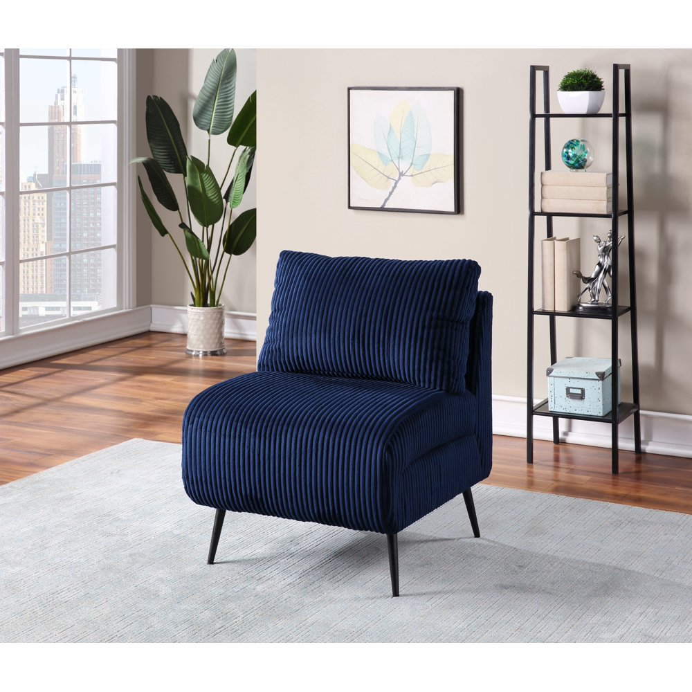 Ovis Nora Ink Blue Armless Corduroy Accent Chair