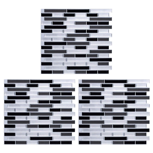 3X 3D Pegatinas de Pared Ladrillo Papel Pintado Azulejo para Cocina Baño Protector Salpicaduras Decoración para El Hogar 28X23.5cm