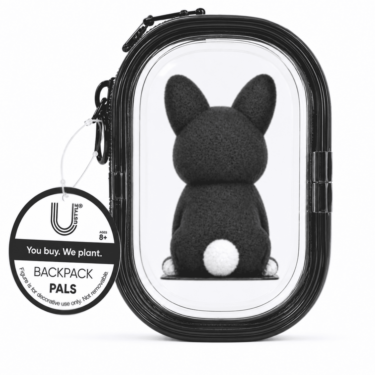 U Style Flocked Corgi Keychain Trinket Pouch - Black Case