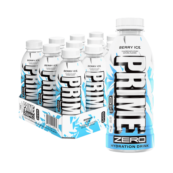 Prime Zero Hydration Sports Drink, Berry Ice, 16.9 fl oz, 12 pack, Bottles