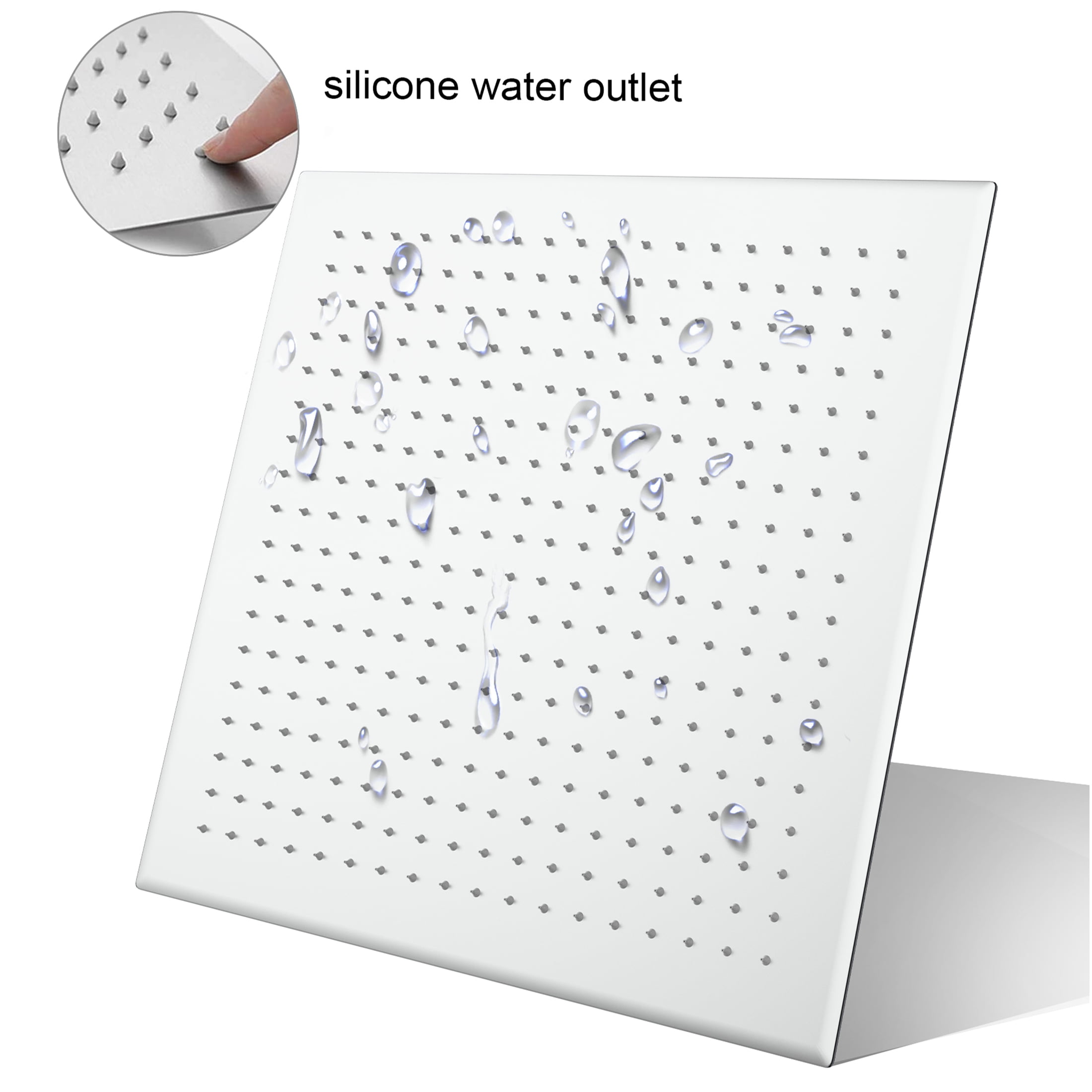 JERFIT 16" Square Rain Shower Head, High Pressure Brushed Nickel Stainless Steel, Wall/Ceiling Mount Luxury Rainfall Showerhead for Spa-Like Experience