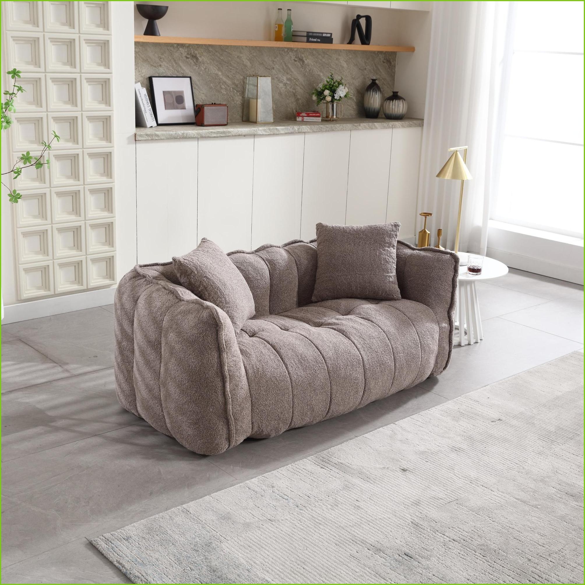 Large Chenille Bean Bag Chair for Adults – Soft Two-Person Recliner for Gaming/Reading/TV | Brown | Chenille