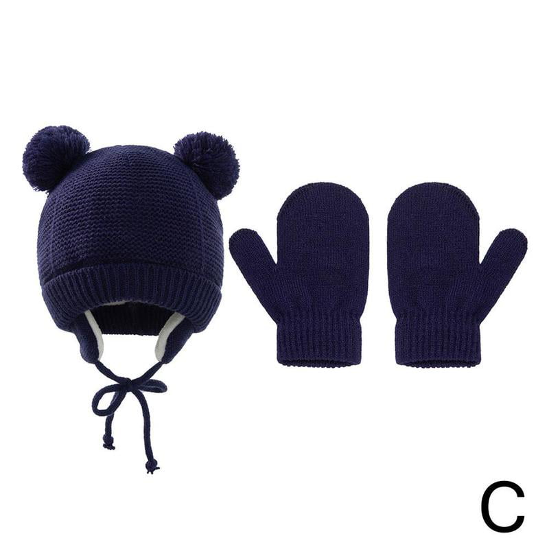 Cute Fuzzy Polar Bear Winter Cap & Gloves New Toddler & Infant Mitten Hat Set 