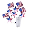 thumbnail image 2 of WTQVGQ Red White Blue Star and Flag String Lights Battery Operated USA Flag Patriotic Decorations, 200cm & 20 Lights Plastic IP44 Indoor Outdoor Memorial Day 4th of July Decor, 2 of 8