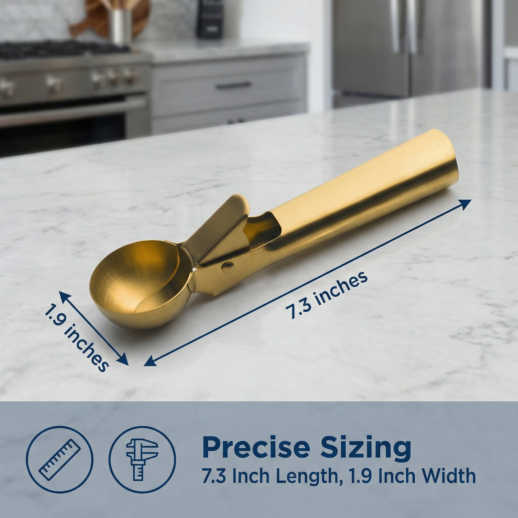 Unique Bargains Stainless Steel Pop-out Scooper with Handle Gold