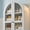 White, variant on Aitjunz 71" Tall Arched Storage Cabinet with Glass Doors & 2 Drawers, Farmhouse Wood Pantry Cabinet w/ Adjustable Shelves for Bathroom, Kitchen & Living Room, Natural