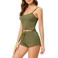 thumbnail image 4 of ENSEMBLES DE PYJAMA CHIC POUR FEMMES, HAUTS EN TRICOT AVEC SHORTS, 2 PIÈCES, VÊTEMENTS DE DORMITORY XS VERT, 4 of 6