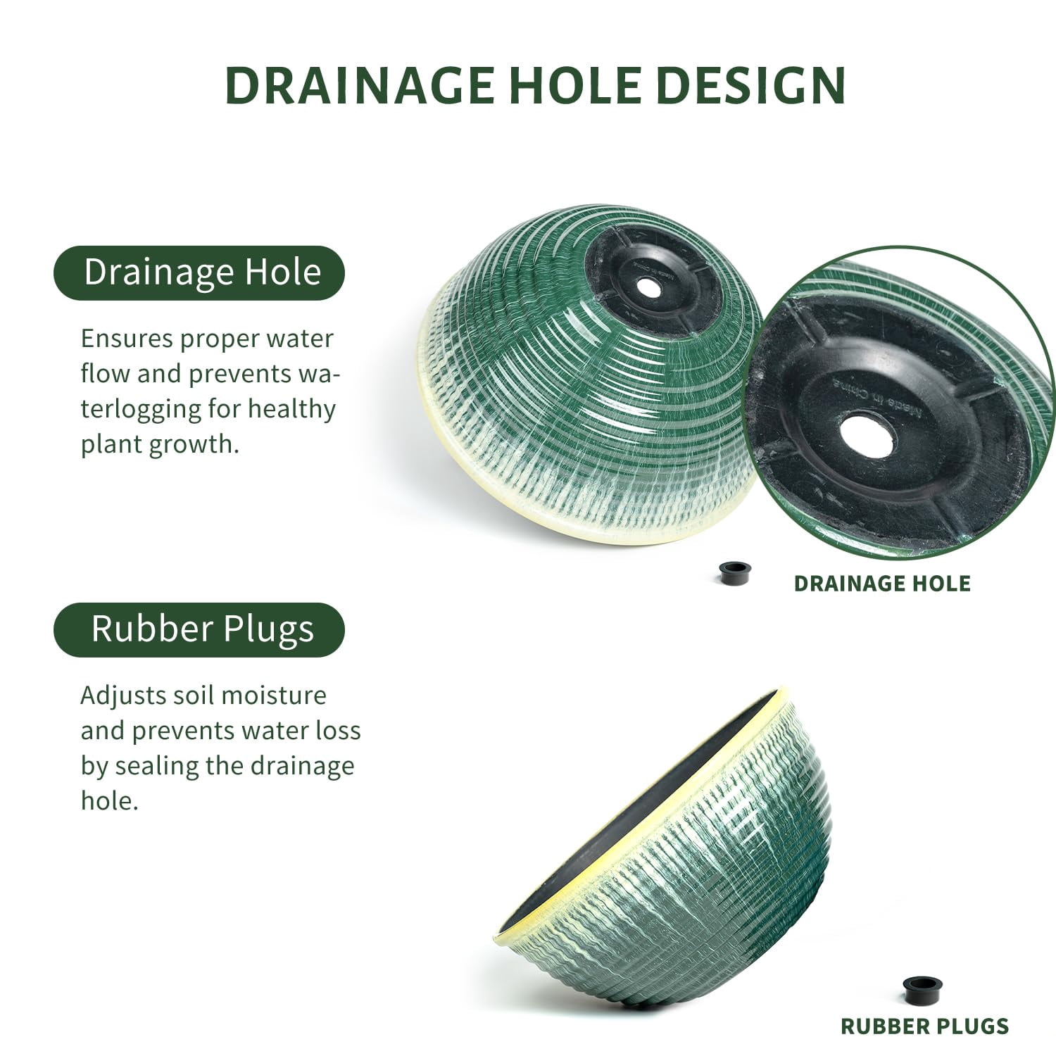 2 Pack Hanging Planters for Indoor Outdoor Plants, 10 Inch Hanging Planter with Drainage Hole & Plug Glazed Hanging Baskets Flower Pots for Garden Home (Green Glaze)