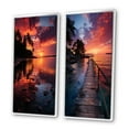 thumbnail image 3 of Designart "Sunset Reflections Dominican Tropical painting II" Sunset Framed Wall Art Set Of 2 - Peach Beach Framed Canvas Set For Living Room Decor, 3 of 7