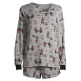 thumbnail image 3 of Disney Long Sleeve Round Neck Graphic Print Pajamas (Women's or Women's Plus) 2 Piece Set, 3 of 6