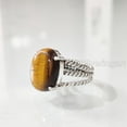 thumbnail image 2 of Natural Tiger Eye Ring, Tiger Eye Gemstone Ring, Birthstone, 3 Twisted Bohemian Band, 925 Sterling Silver, Womens Ring, Christmas, Thanksgiving, Handmade, Statement Jewelry, Natural Gemstone Ring, 2 of 7