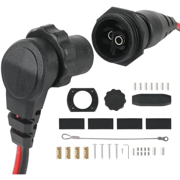 MKR-28 1865120 Trolling Motor Plug and Receptacle For Minn Kota Freshwater and Saltwater Marine Boat Battery Accessory Male Female Connector Socket Waterproof Heavy Duty 8AWG Rated To 60A Up To 48V
