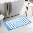 thumbnail image 5 of Unique Bargains Microfiber Bath Rugs Fluffy Striped Non-Slip Floor Mat Blue 16"x24", 5 of 7