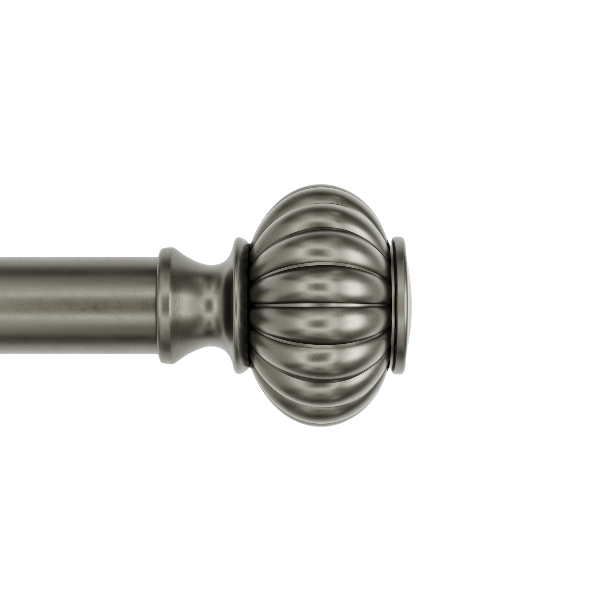 (2 pack) Better Homes & Gardens 1" Pewter Ribbed Knob Adjustable Single Curtain Rod Set, 42"-120"