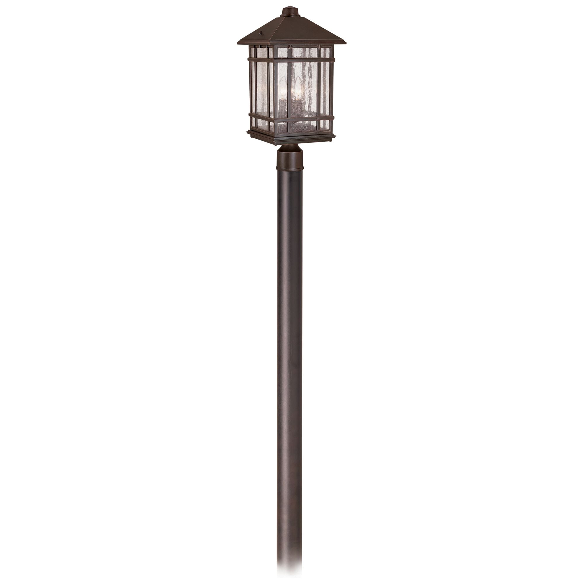 Kathy Ireland Sierra Craftsman Mission Outdoor Post Light Rubbed Bronze 102" Seeded Glass for Exterior Barn Deck House Porch Yard Patio Home Outside