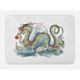 thumbnail image 1 of Japanese Dragon Bath Mat, Far Eastern Water Dragon Splashing Waves Legend Creature, Non-Slip Plush Mat Bathroom Kitchen Laundry Room Decor, 29.5 X 17.5 Inches, Pale Green Vermilion Sage, Ambesonne, 1 of 2