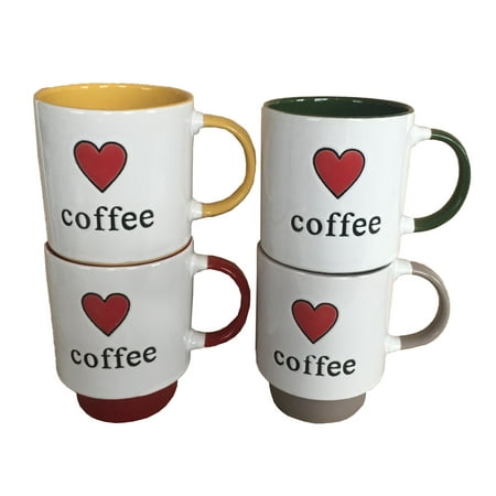 

Marcelle 4 Pc Stackable 13oz Multi-Color Ceramic Coffee Mug Set