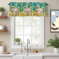 thumbnail image 2 of Sunflowers Pig Valance Curtain for Windows Vintage Country Pig Floral Green Wood Grain Rod Pocket Curtain Valances Short Window Treatments Panels for Kitchen Bathroom Laundry Basement 60 x 18 Inch, 2 of 9