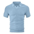 thumbnail image 6 of Domuza Mens Casual Polo Shirt Summer Short Sleeve Vacation Beach Knit Stretchy Golf Shirts Light Blue 3XL, 6 of 6