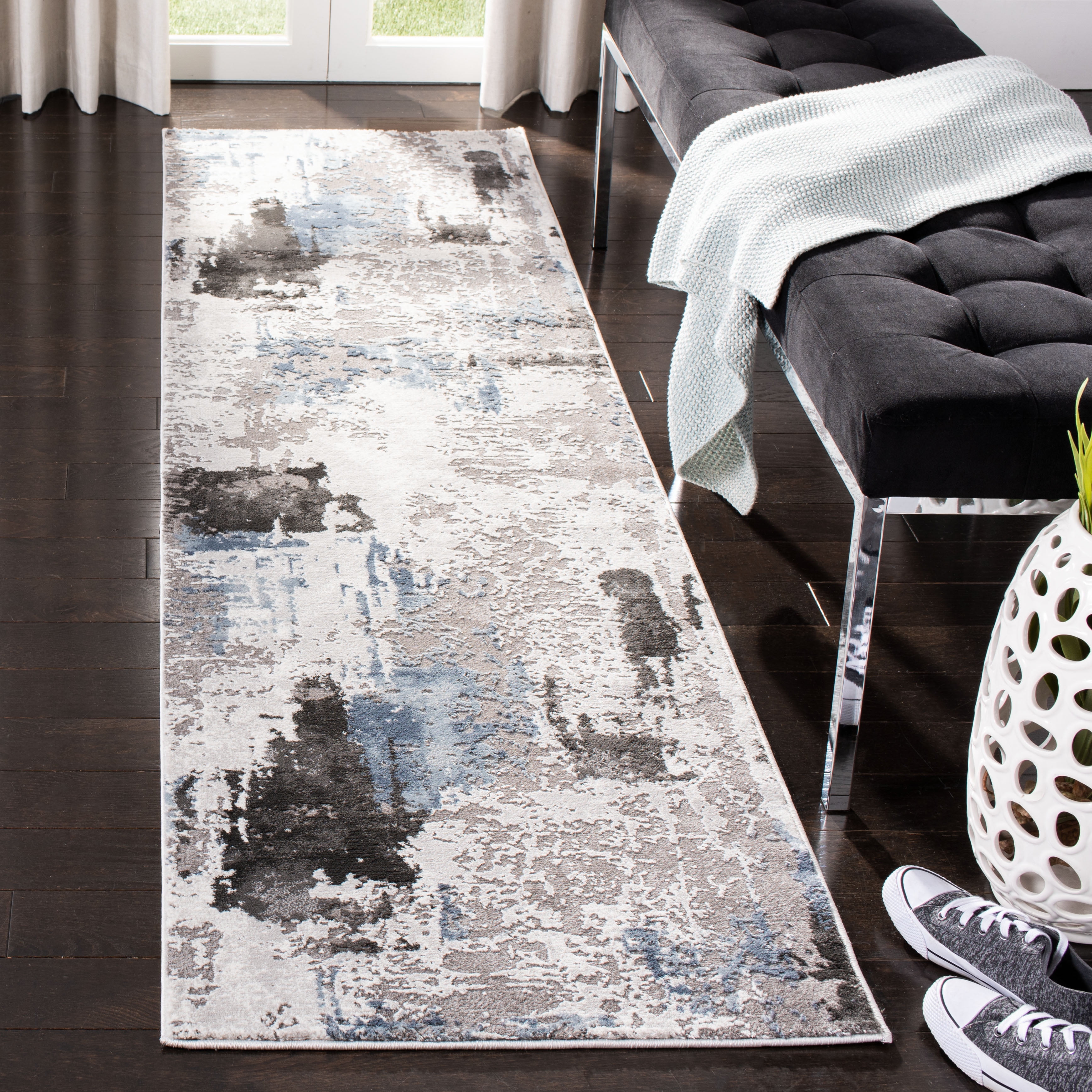 SAFAVIEH Craft Constantine Abstract Runner Rug, Grey/Dark Grey, 2'3' x 6'