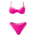 thumbnail image 6 of Womens Push Up High Waisted Bikini Set with Underwire Colorblock V Neck Tummy Control 2 Piece Swimsuit for Beach Hot Pink M(M), 6 of 9