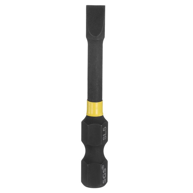 Uxcell SL5 Slotted Impact Screwdriver Bits 1/4" Hex Shank 2" Long Magnetic Bit