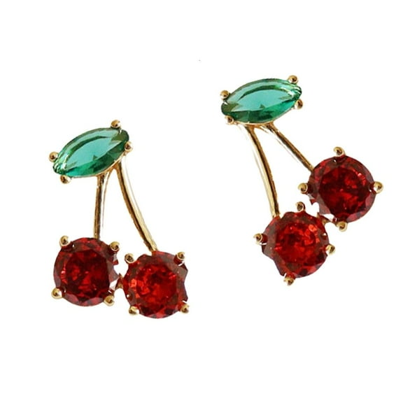 HONCLL Elegant Cherry Earrings Fruit Ear Jewelry Alloy Texture Fashion Accessories